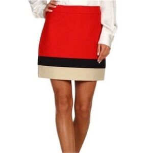 ❤️♠️ Kate Spade Evan A-line Red Colorblock Skirt - 100% wool, size 14 NWT ♠️❤️